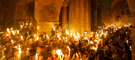 orthodox holy fire at Jerusalem church