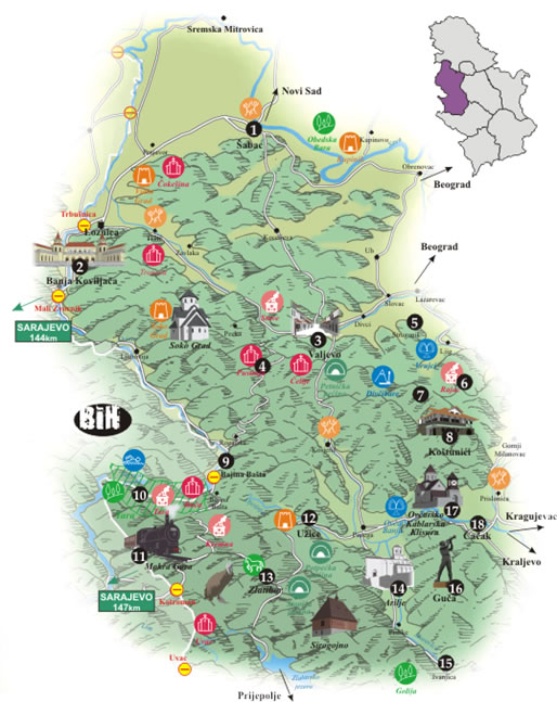 Uzice i Zlatiborski region mapa