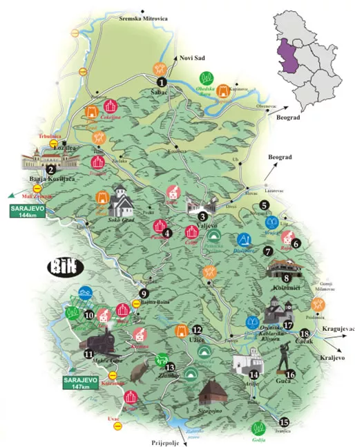 Uzice i Zlatiborski region mapa Uzice i Zlatiborski region mapa