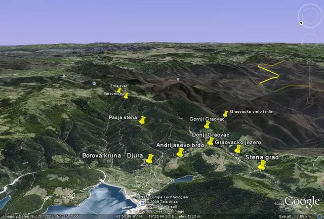 Mapa Spajica jezera - planina Tara Mapa Spajica jezera - planina Tara