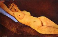 Amedeo Modigliani. Reclining Nude with Blue Cushion. 1917. Amedeo Modigliani. Reclining Nude with Blue Cushion. 1917.