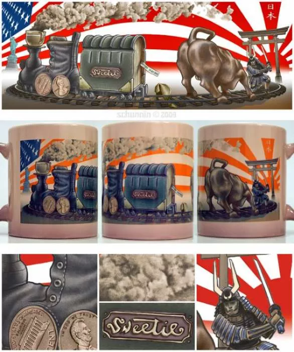 Schunnin slika i crtež na šolji