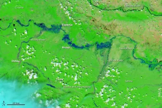 Katastrofalne poplave u Srbiji, pogled sa satelita NASA Katastrofalne poplave u Srbiji, pogled sa satelita NASA