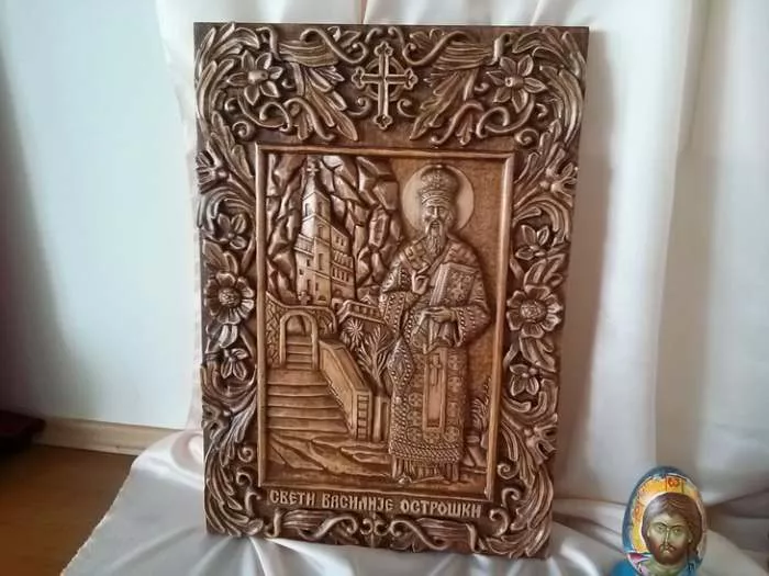 Umetnički duborez i ikonopis - duborezac Verica Rakita Kragujevac_Sveti Vasilije Ostroški