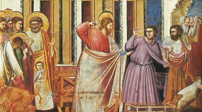 Hrist isteruje trgovce iz hrama - Srebroljublje ili grešna strast prema novcu monaha i episkopa