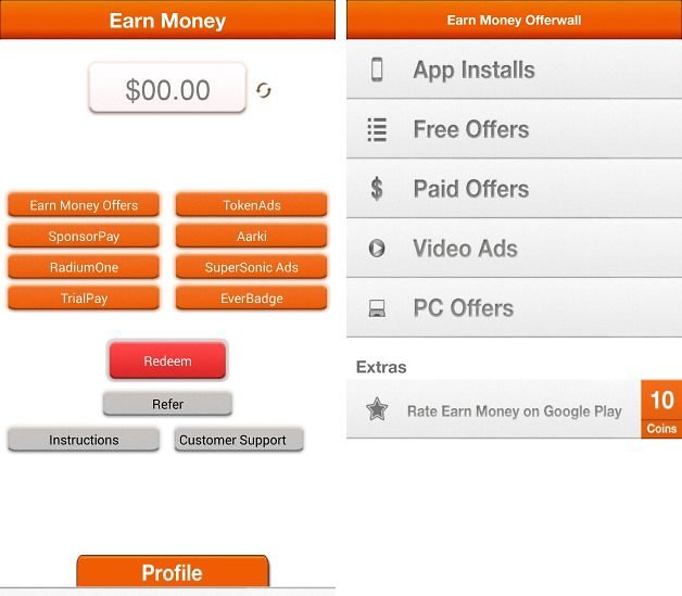 Supported rates. Earn rate. Earn money by APK in Android. Earn of 4.