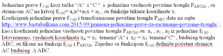 Jednačina površine trougla funkcija promenljive X 1