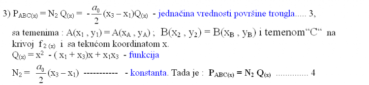 Jednačina površine trougla funkcija promenljive X 3